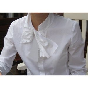 DKNY white blouse with asymmetric bow, size 8
